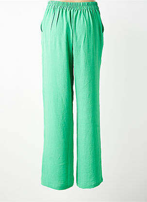 Pantalon larg țesătură crep mărime normală verde GEISHA femeie