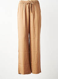Pantalon larg țesătură poplin mărime normală maro GEISHA femeie