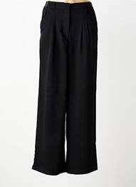 Pantalon larg buzunare talie elastică negru LE TEMPS DES CERISES fată