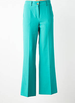 Pantalon evazat talie cu cleme talie înaltă verde GEISHA femeie