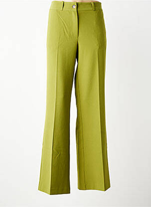 Pantalon evazat talie cu cleme talie înaltă verde GEISHA femeie