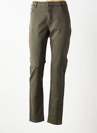 Pantalon slim țesătură poplin mărime normală verde GEISHA femeie