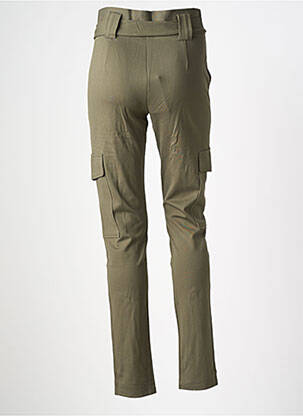 Pantalon cargo țesătură poplin verde GARCIA fată