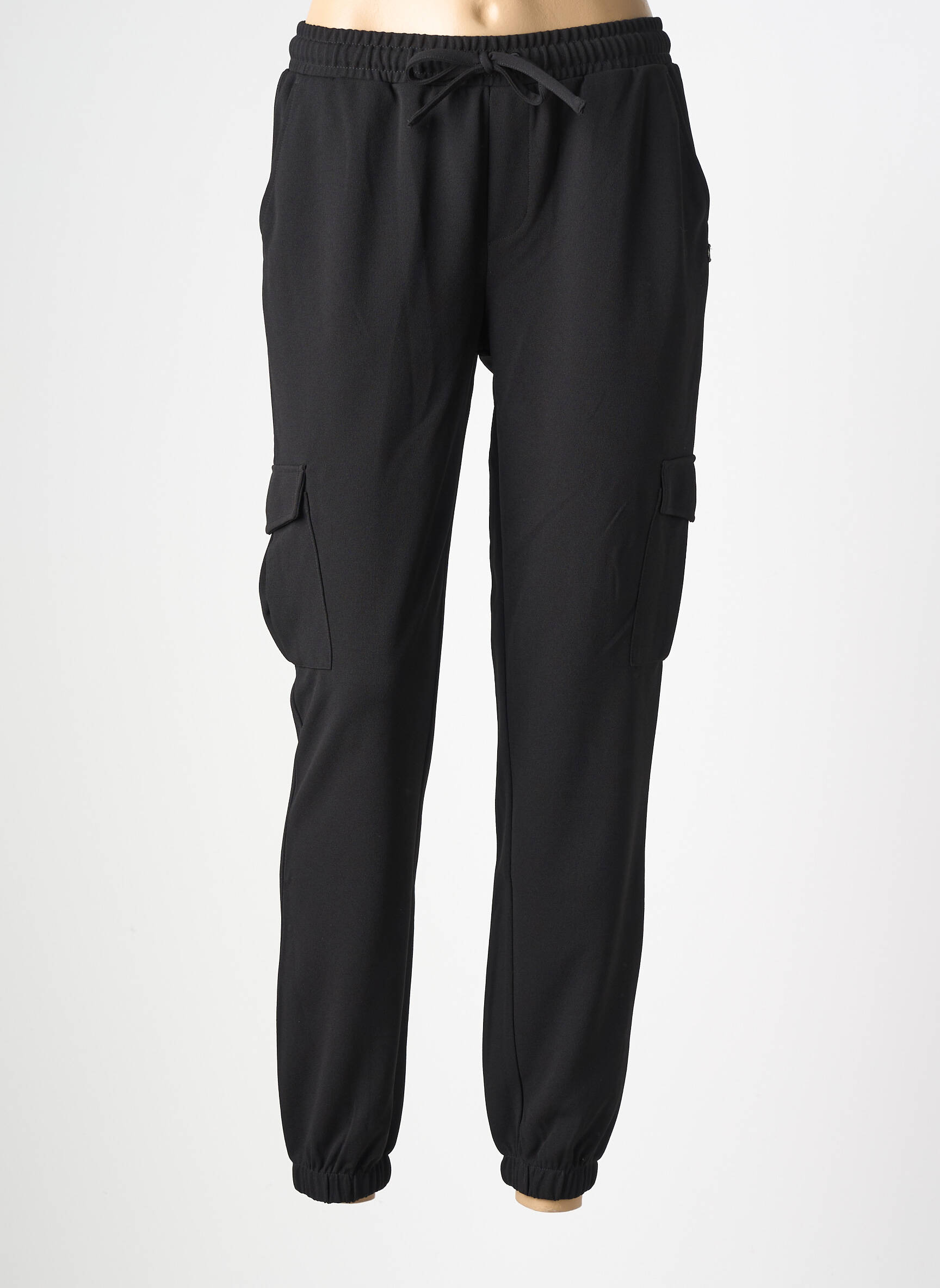 Pantalon drept țesătură crep mărime normală negru GARCIA femeie