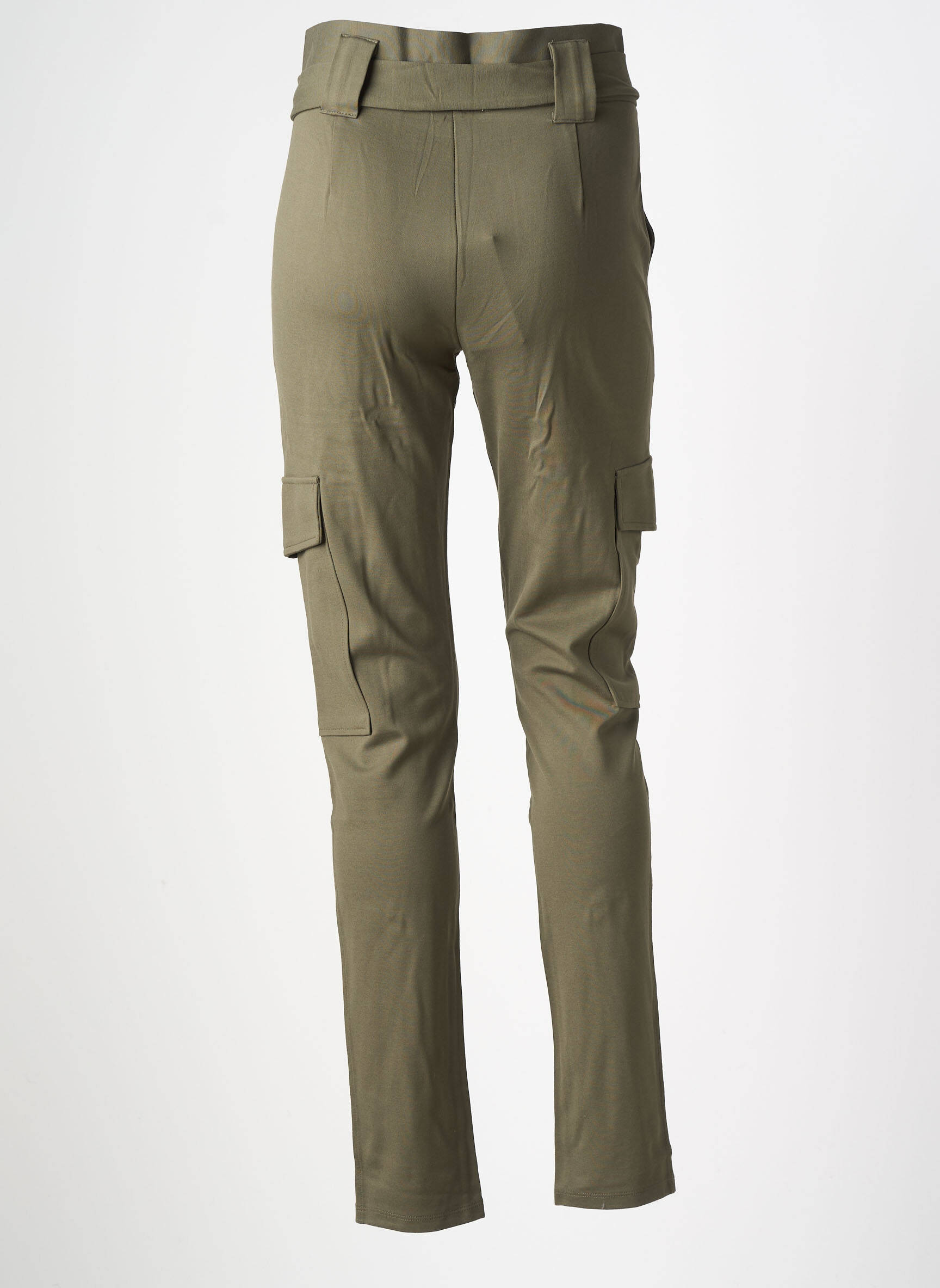 Pantalon cargo țesătură poplin verde GARCIA fată