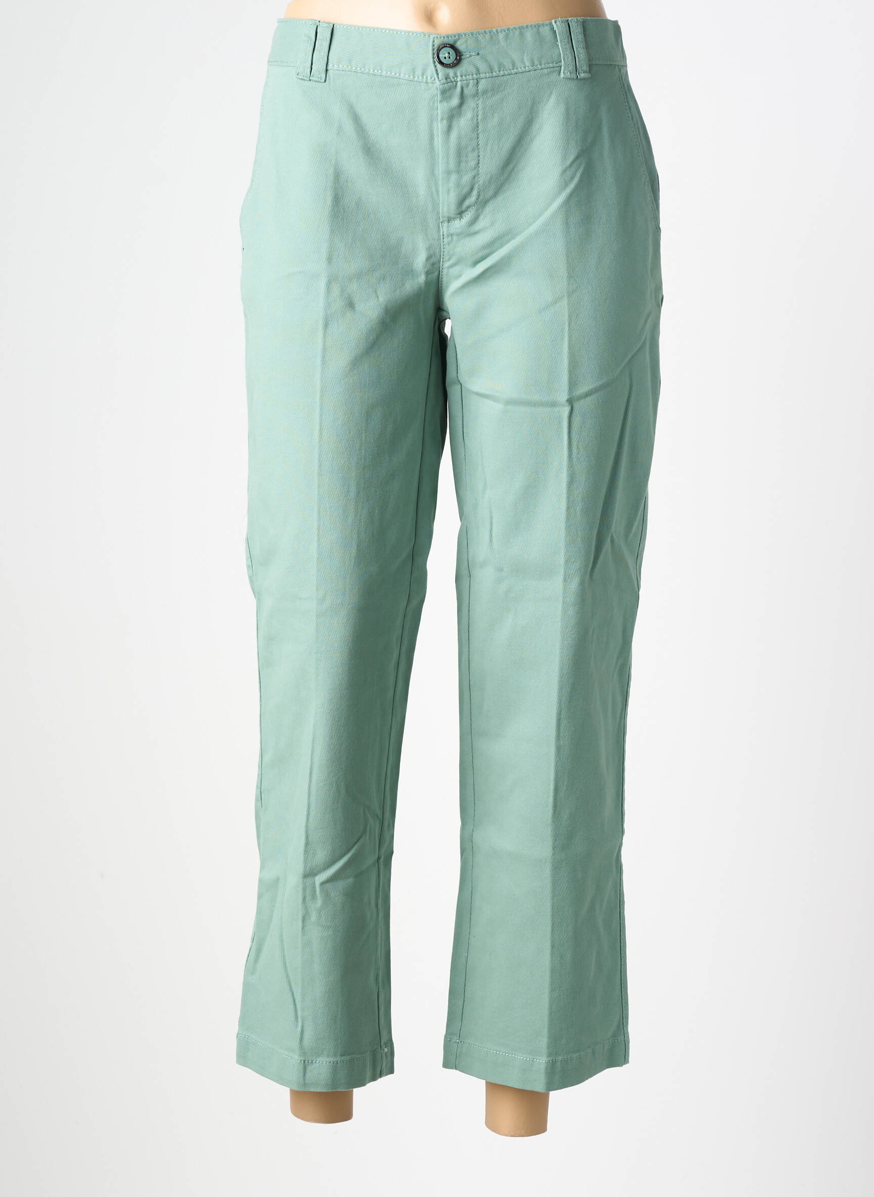 Pantalon chino închidere cu fermoar sub clapetă cu nasturi mărime normală verde STREET ONE femeie