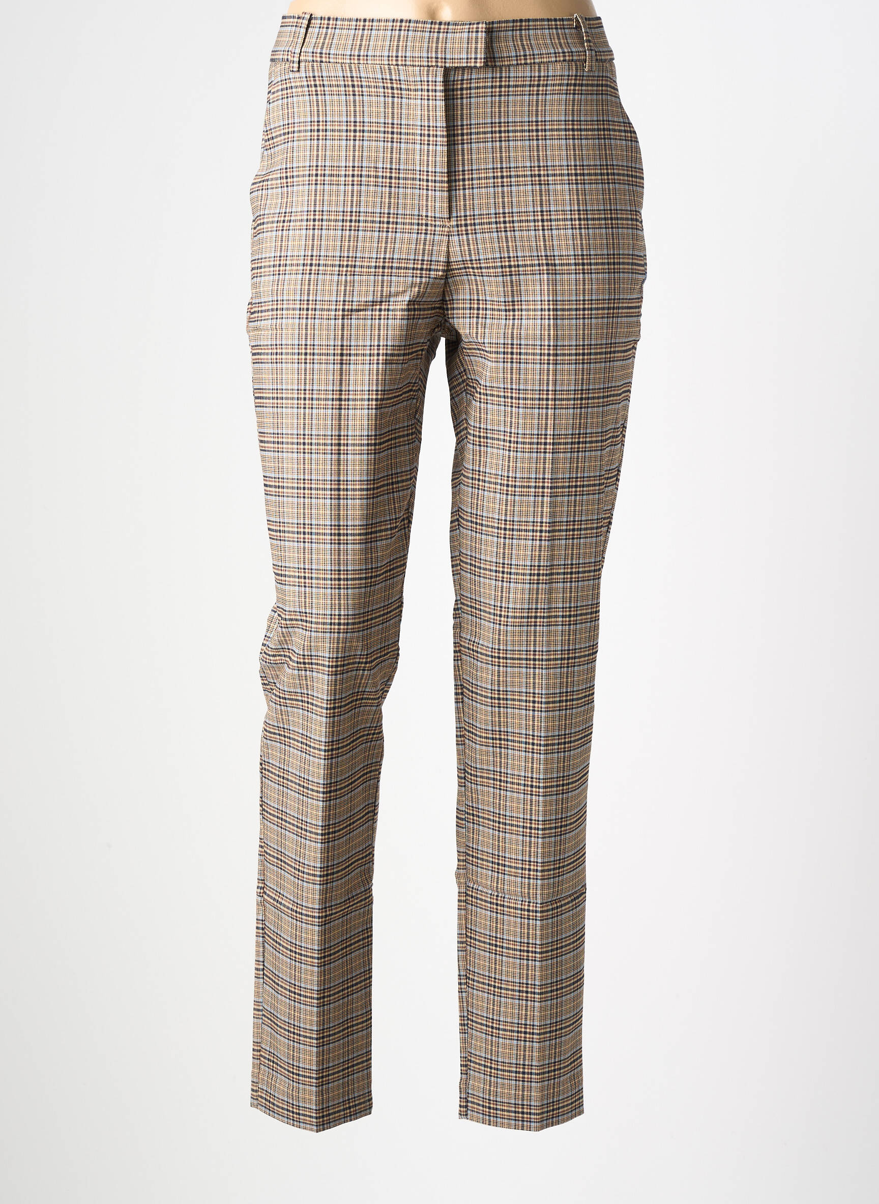 Pantalon chino țesătură poplin mărime normală maro GEISHA femeie