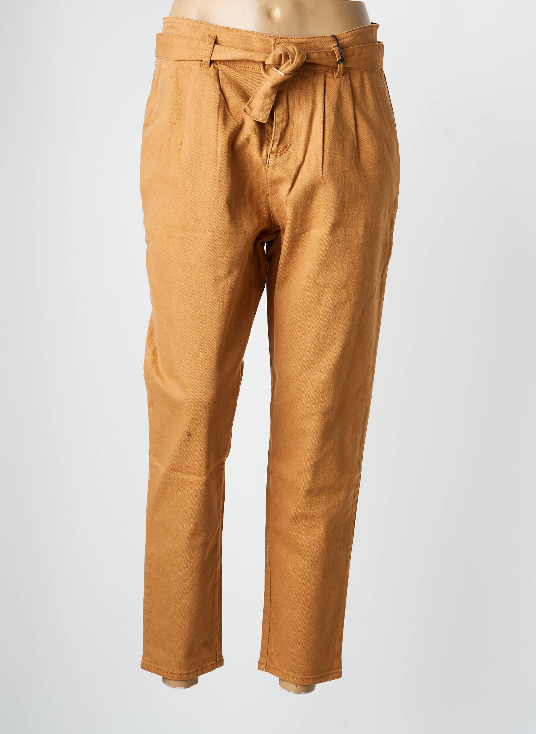 Pantalon drept țesătură crep talie înaltă bej WAY (WAY ARE YOU) BY IKKS femeie