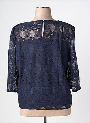 Top guler rotund mâneci 3/4 albastru CHRISTINE LAURE femeie