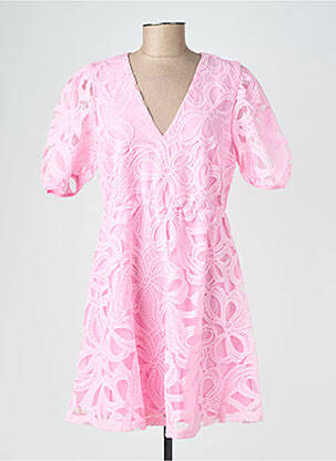 Rochie midi croială fluidă mâneci scurte roz OBJECT femeie