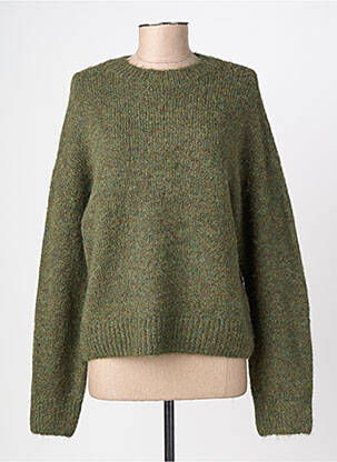 Pulover țesătură melanj mâneci lungi verde OBJECT femeie