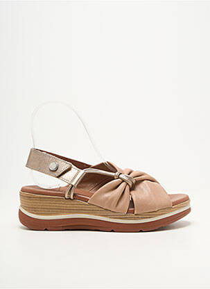Sandale/pantofi decupați material neted toc de 4 la 6 cm bej PAULA URBAN femeie