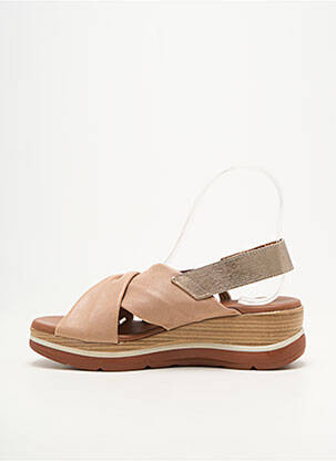 Sandale/pantofi decupați material neted toc de 4 la 6 cm bej PAULA URBAN femeie