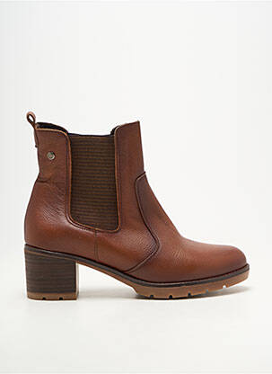 Botine/ghete material neted toc de 4 la 6 cm maro KAOLA femeie