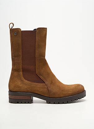 Botine/ghete material neted toc de 4 la 6 cm maro DORKING femeie
