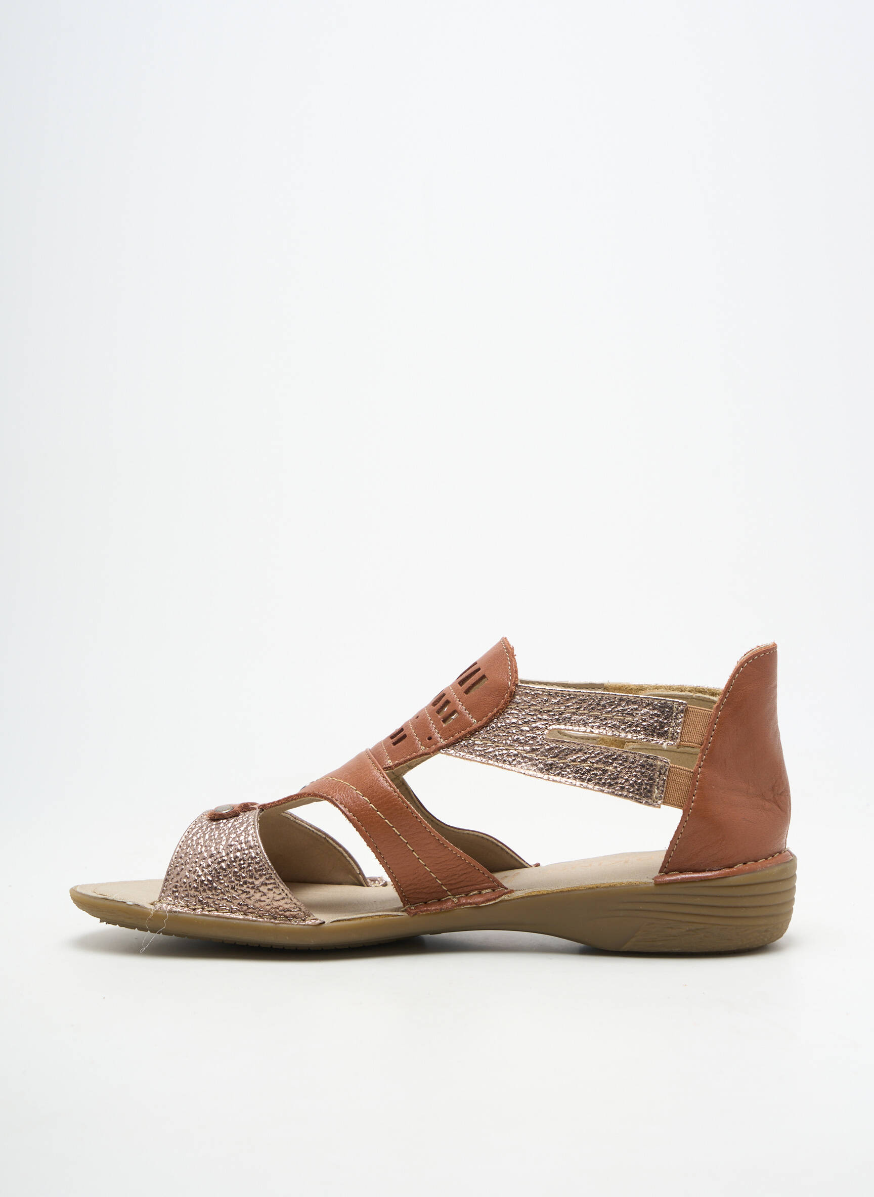 Sandale/pantofi decupați material neted toc plat până la 3 cm maro FLUCHOS femeie