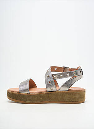 Sandale/pantofi decupați material neted toc de 4 la 6 cm argintiu REGARD femeie