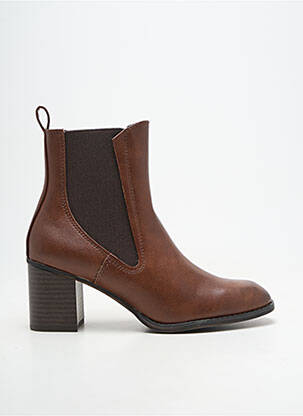 Botine/ghete material neted toc de 7 la 9 cm maro MARCO TOZZI femeie