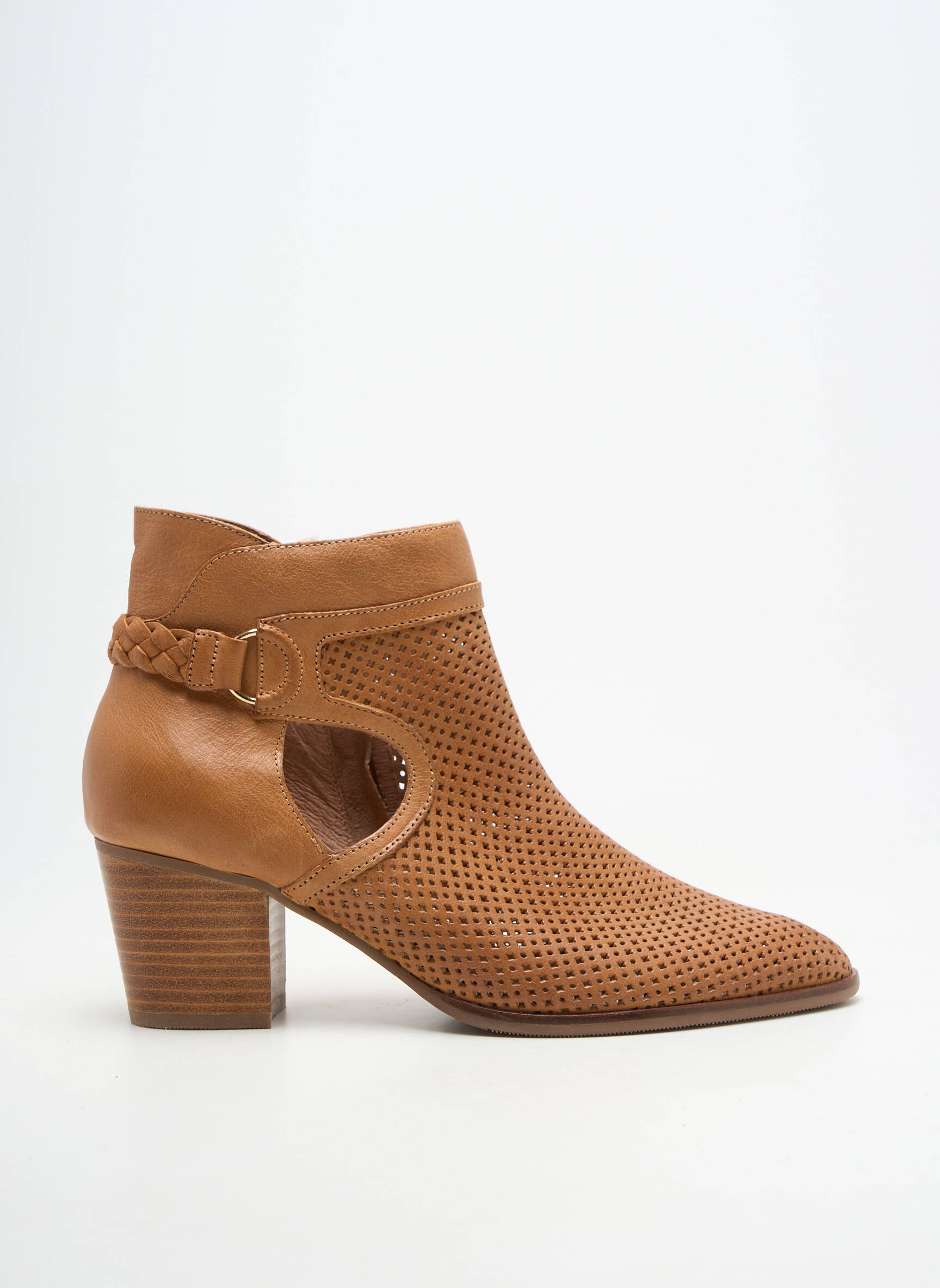 Botine/ghete material neted toc de 4 la 6 cm maro EMILIE KARSTON femeie