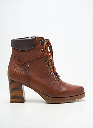 Botine/ghete material neted toc de 7 la 9 cm maro KAOLA femeie