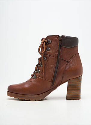 Botine/ghete material neted toc de 7 la 9 cm maro KAOLA femeie