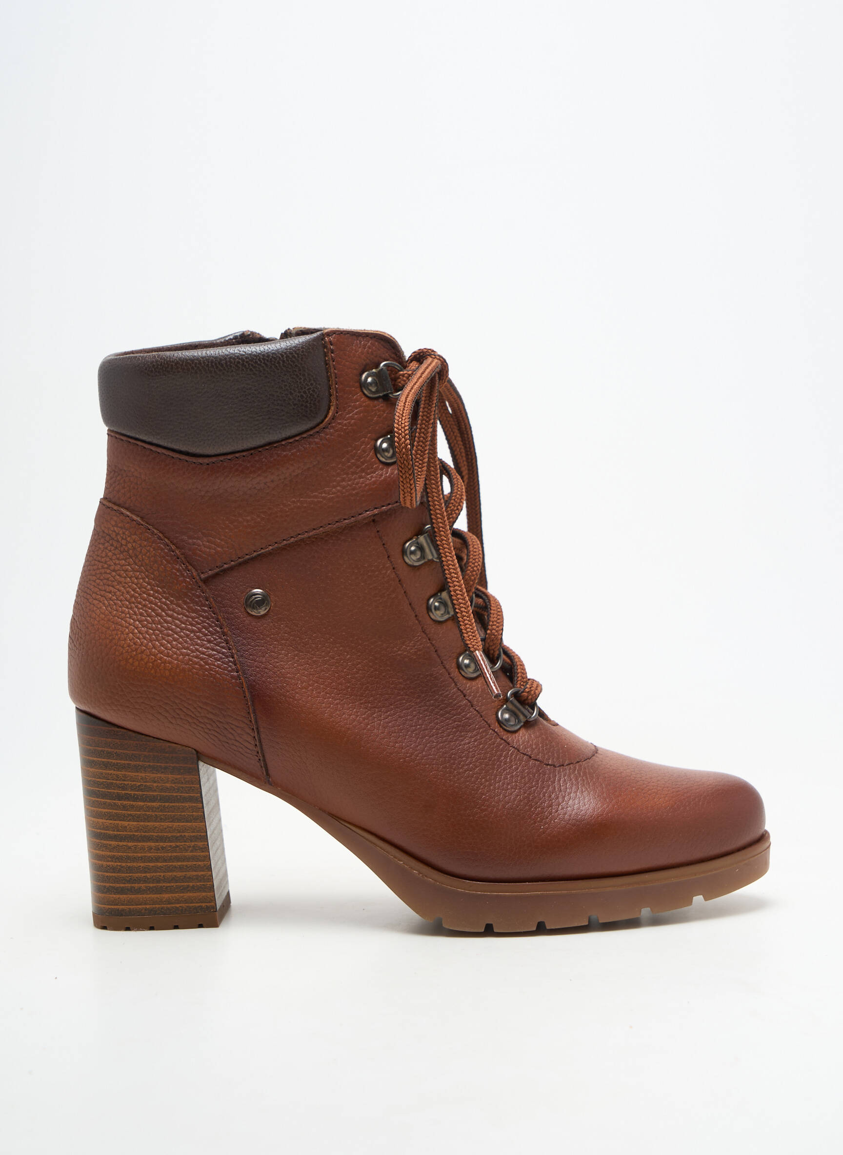 Botine/ghete material neted toc de 7 la 9 cm maro KAOLA femeie