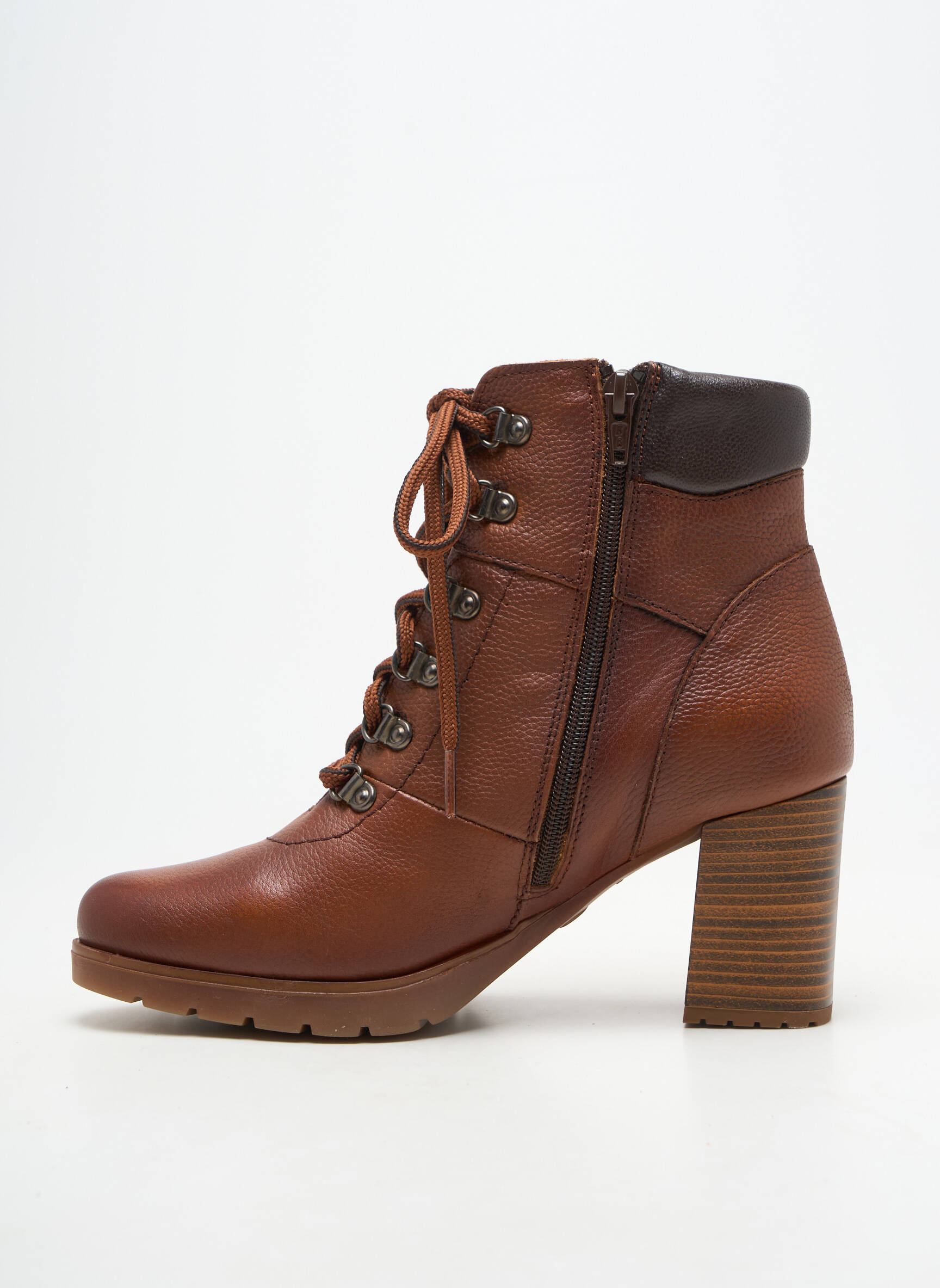 Botine/ghete material neted toc de 7 la 9 cm maro KAOLA femeie