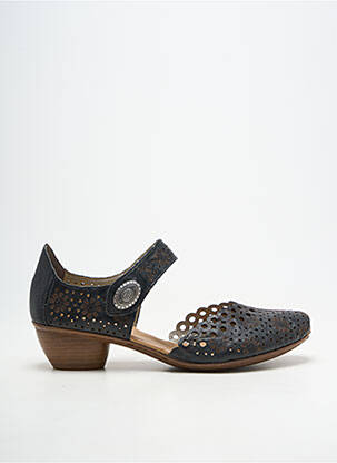 Pantofi cu toc material neted toc de 4 la 6 cm negru RIEKER femeie