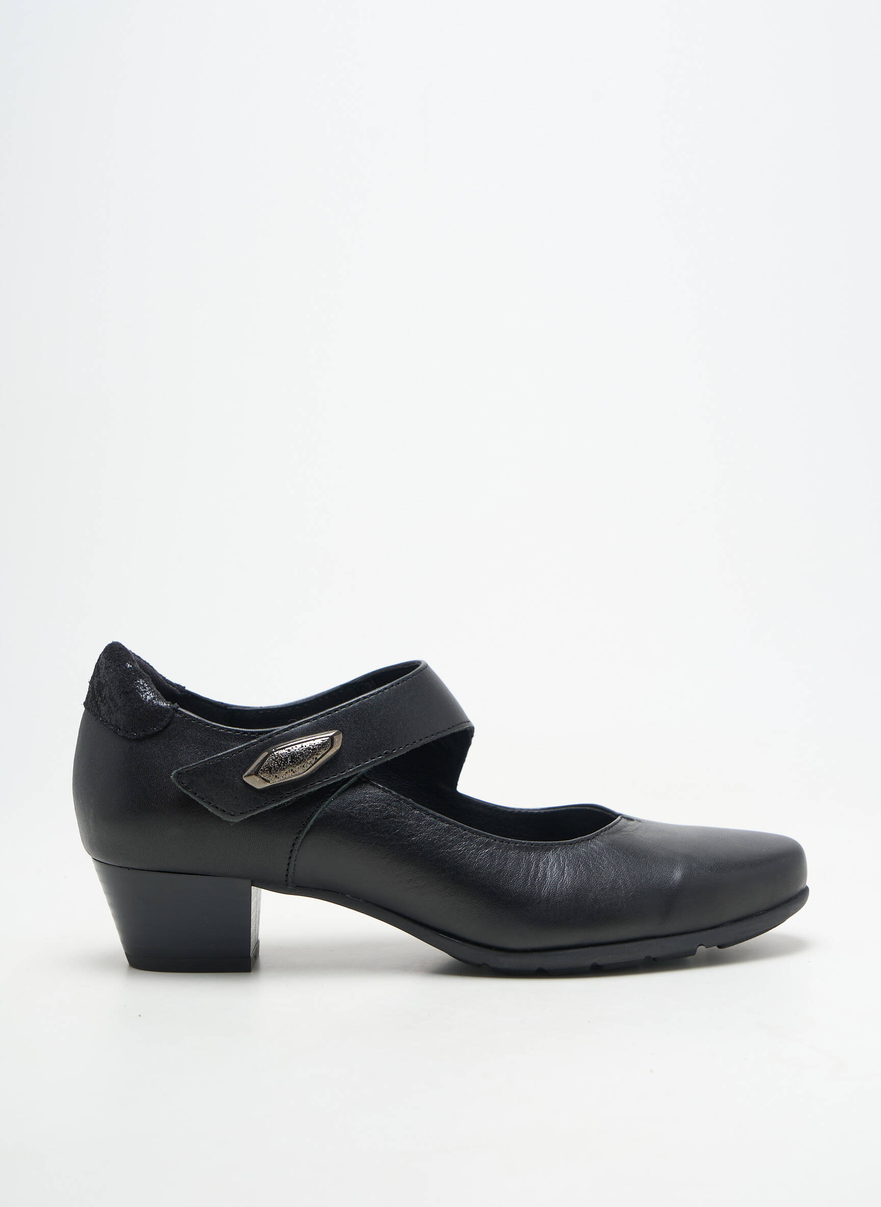 Pantofi cu toc material neted toc de 4 la 6 cm negru ARTIKA SOFT femeie