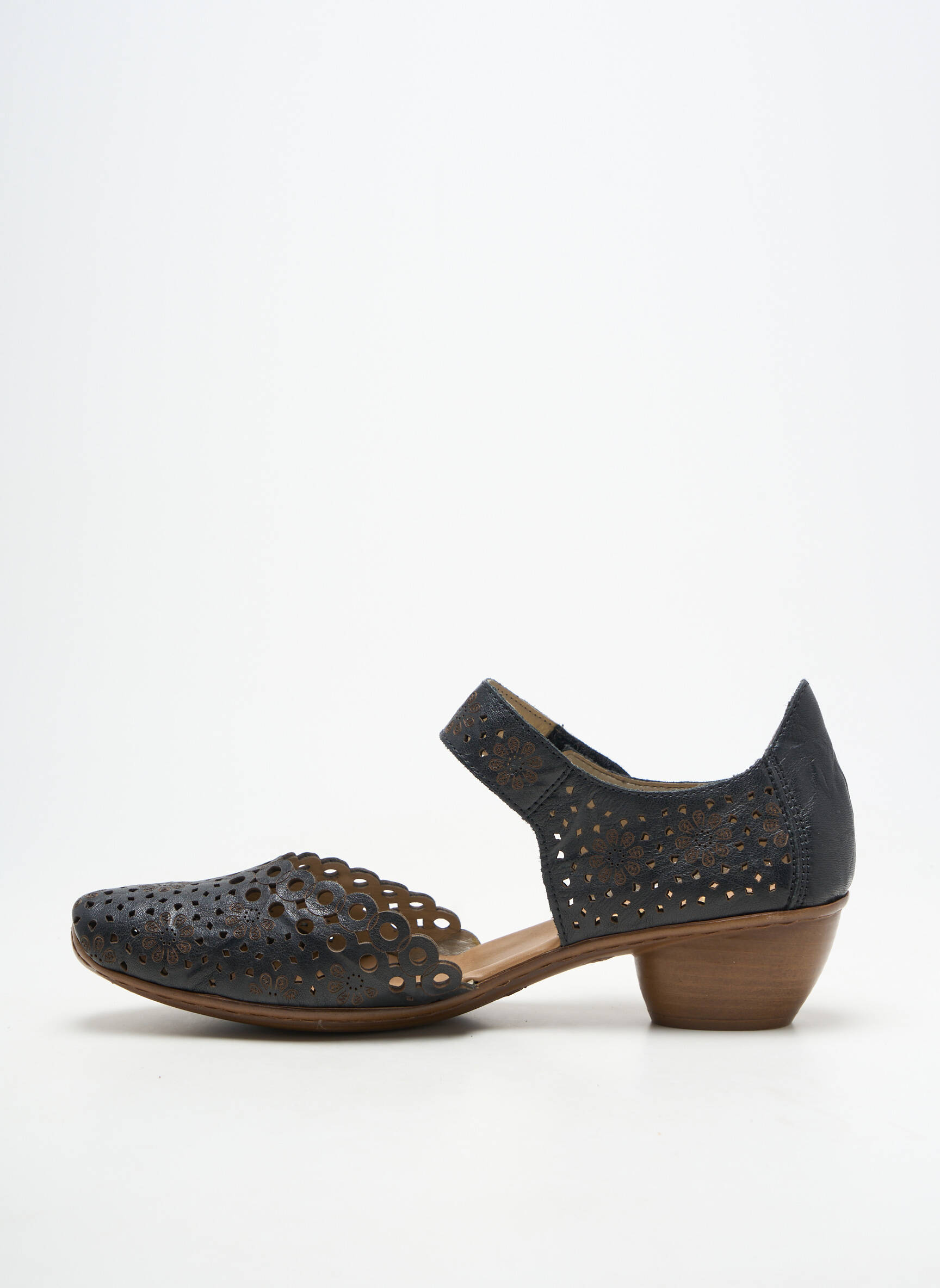 Pantofi cu toc material neted toc de 4 la 6 cm negru RIEKER femeie