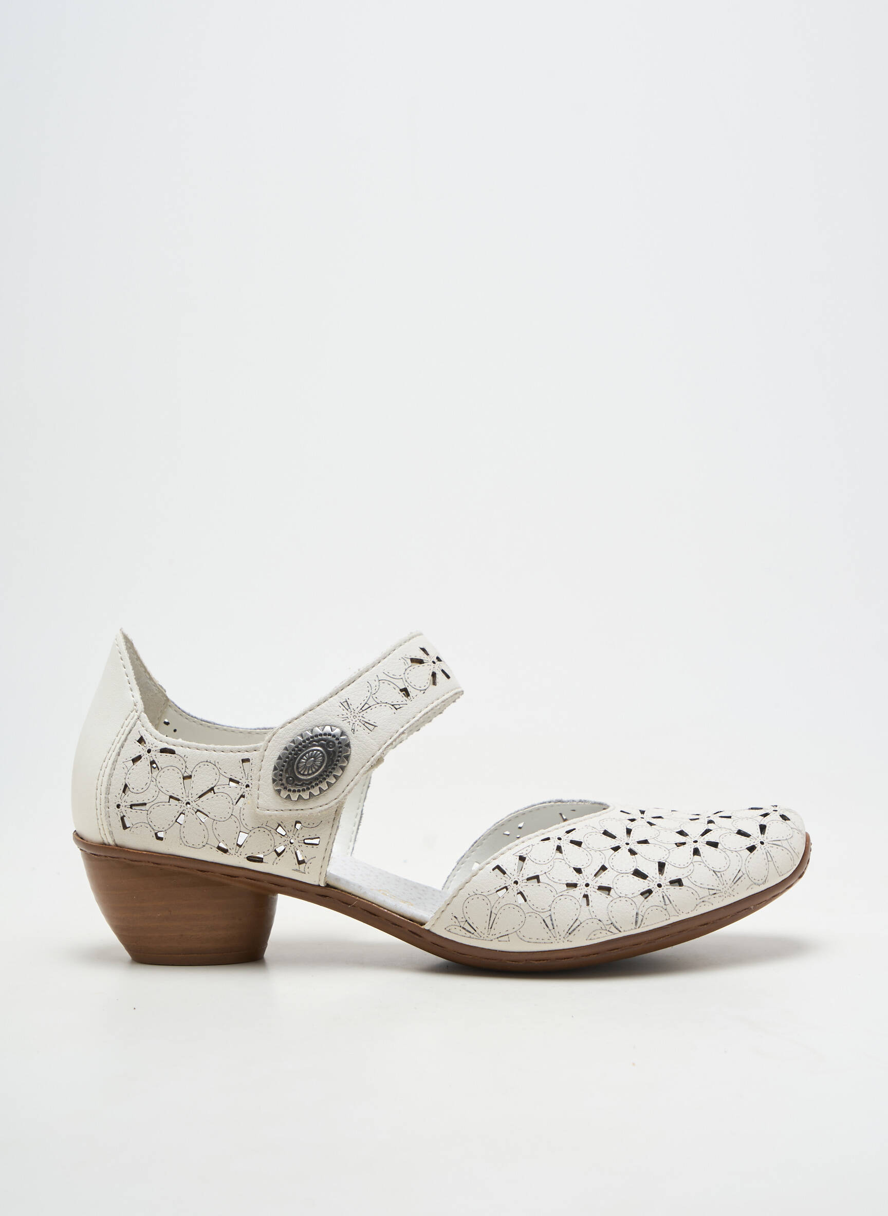 Pantofi cu toc material neted toc de 4 la 6 cm alb RIEKER femeie