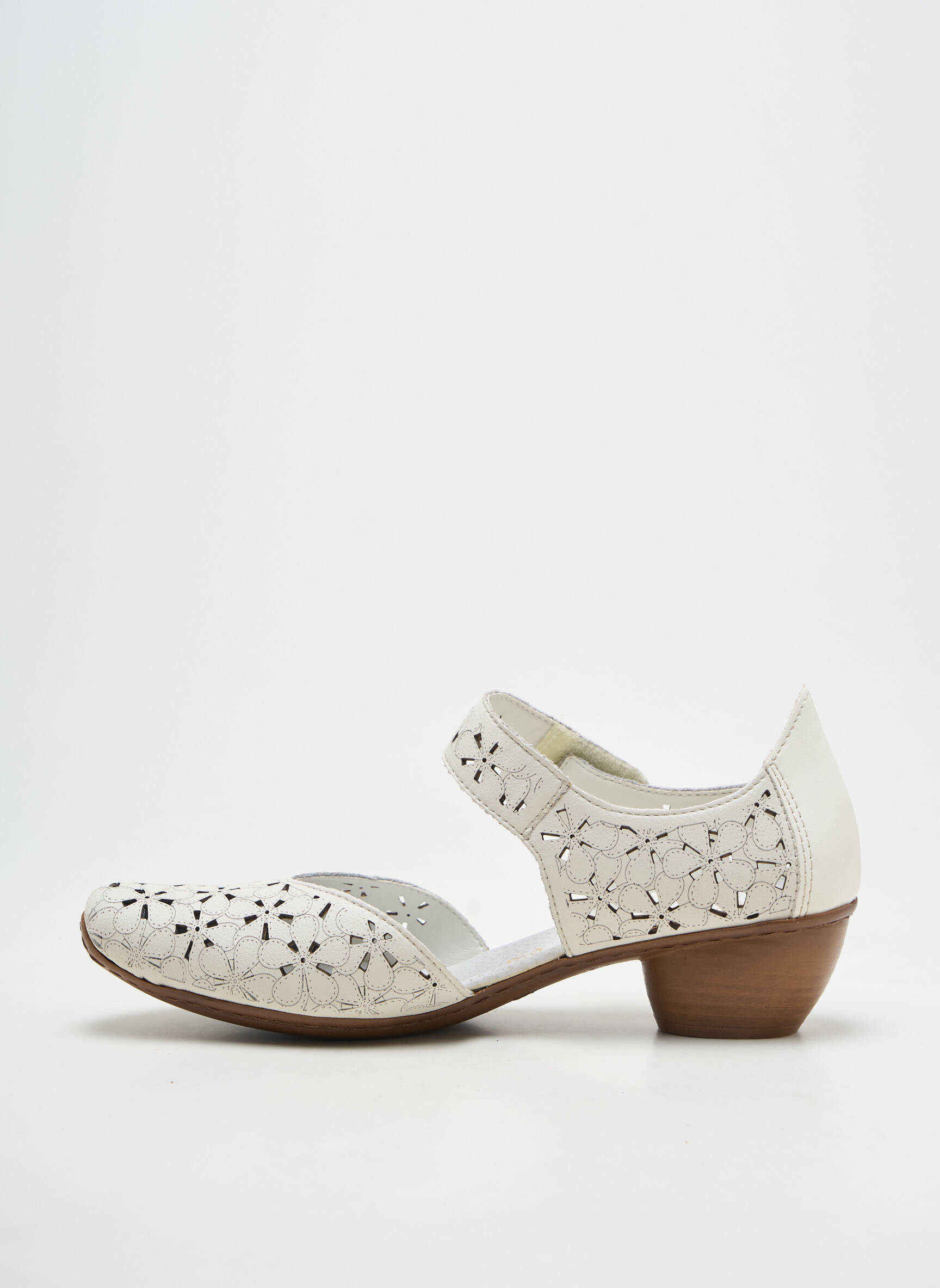 Pantofi cu toc material neted toc de 4 la 6 cm alb RIEKER femeie