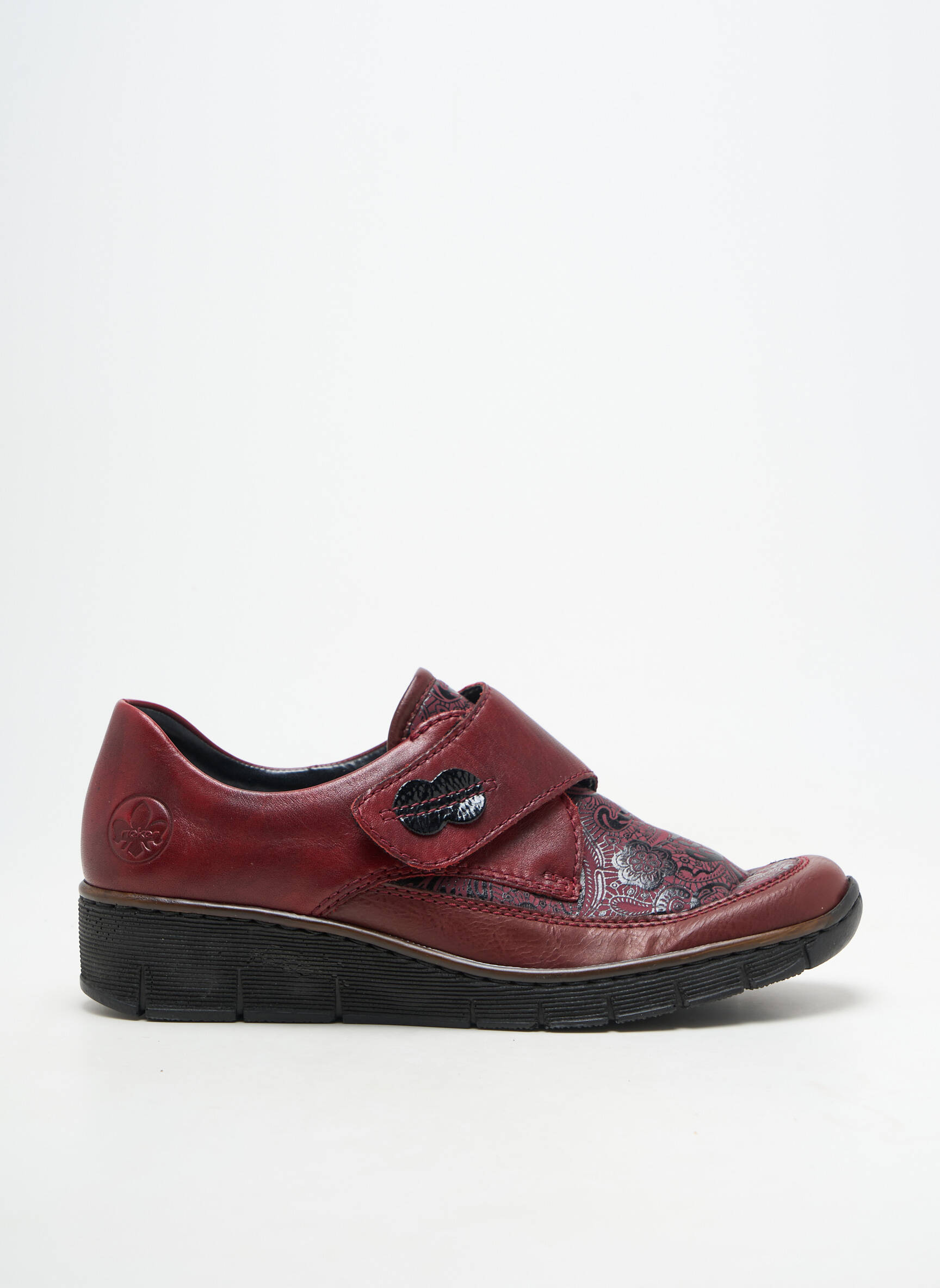 Mocasini material neted toc plat până la 3 cm roșu RIEKER femeie
