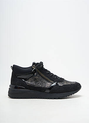 Adidași vârf rotund toc de 4 la 6 cm negru REMONTE femeie