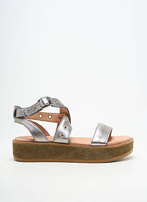 Sandale/pantofi decupați material neted toc de 4 la 6 cm argintiu REGARD femeie