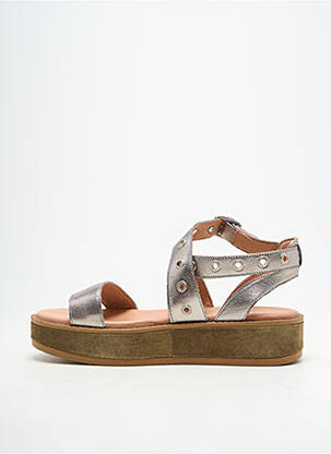 Sandale/pantofi decupați material neted toc de 4 la 6 cm argintiu REGARD femeie