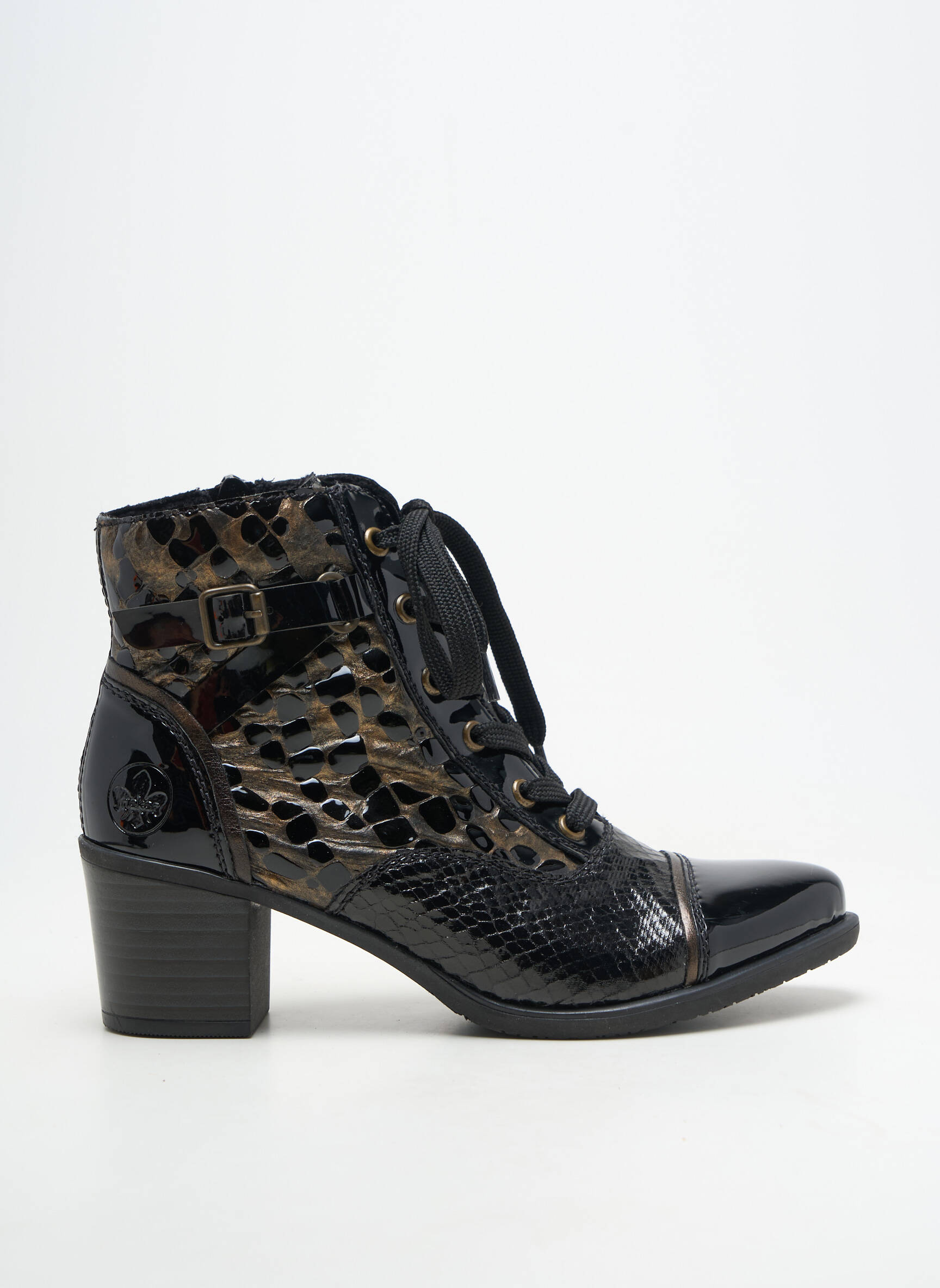Botine/ghete material neted toc de 4 la 6 cm negru RIEKER femeie