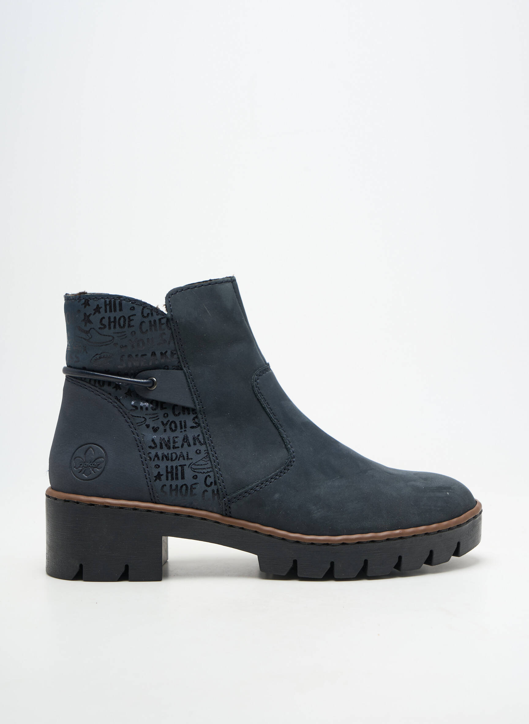 Botine/ghete toc mic toc de 4 la 6 cm albastru RIEKER femeie