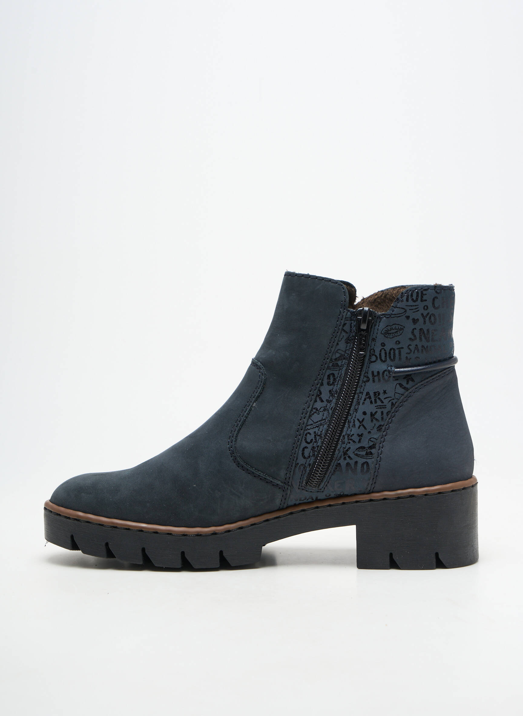Botine/ghete toc mic toc de 4 la 6 cm albastru RIEKER femeie