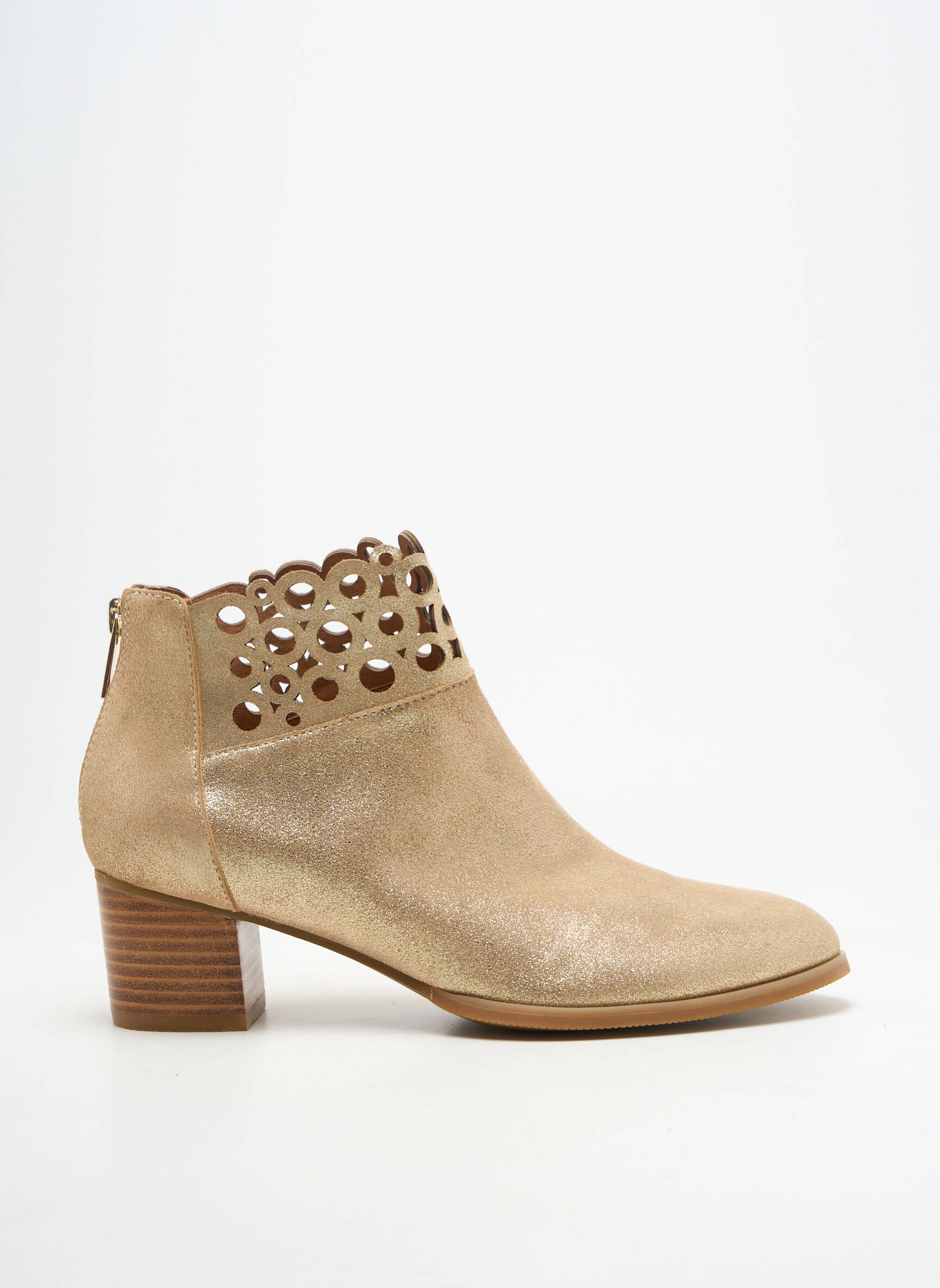 Botine/ghete vârf rotund toc de 4 la 6 cm auriu MAM'ZELLE femeie
