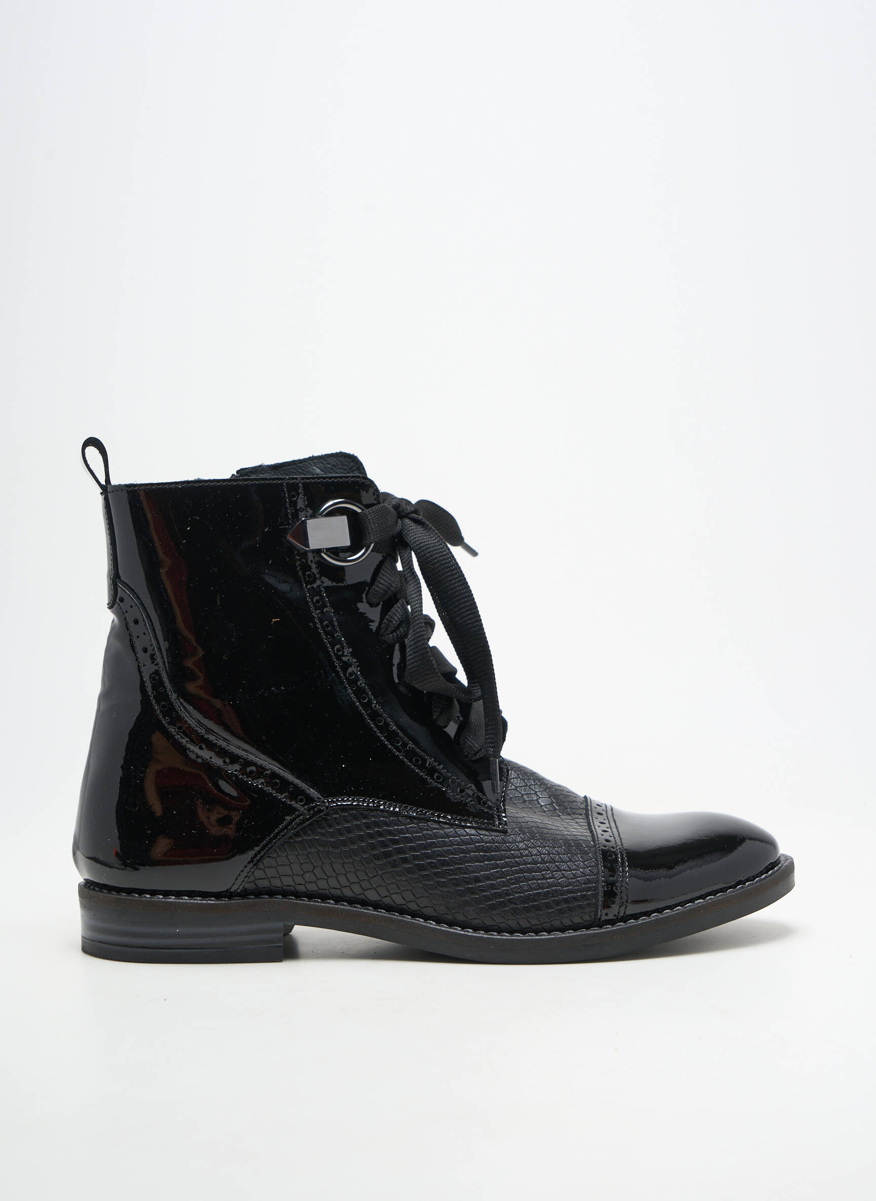Botine/ghete material neted toc plat până la 3 cm negru MYMA femeie