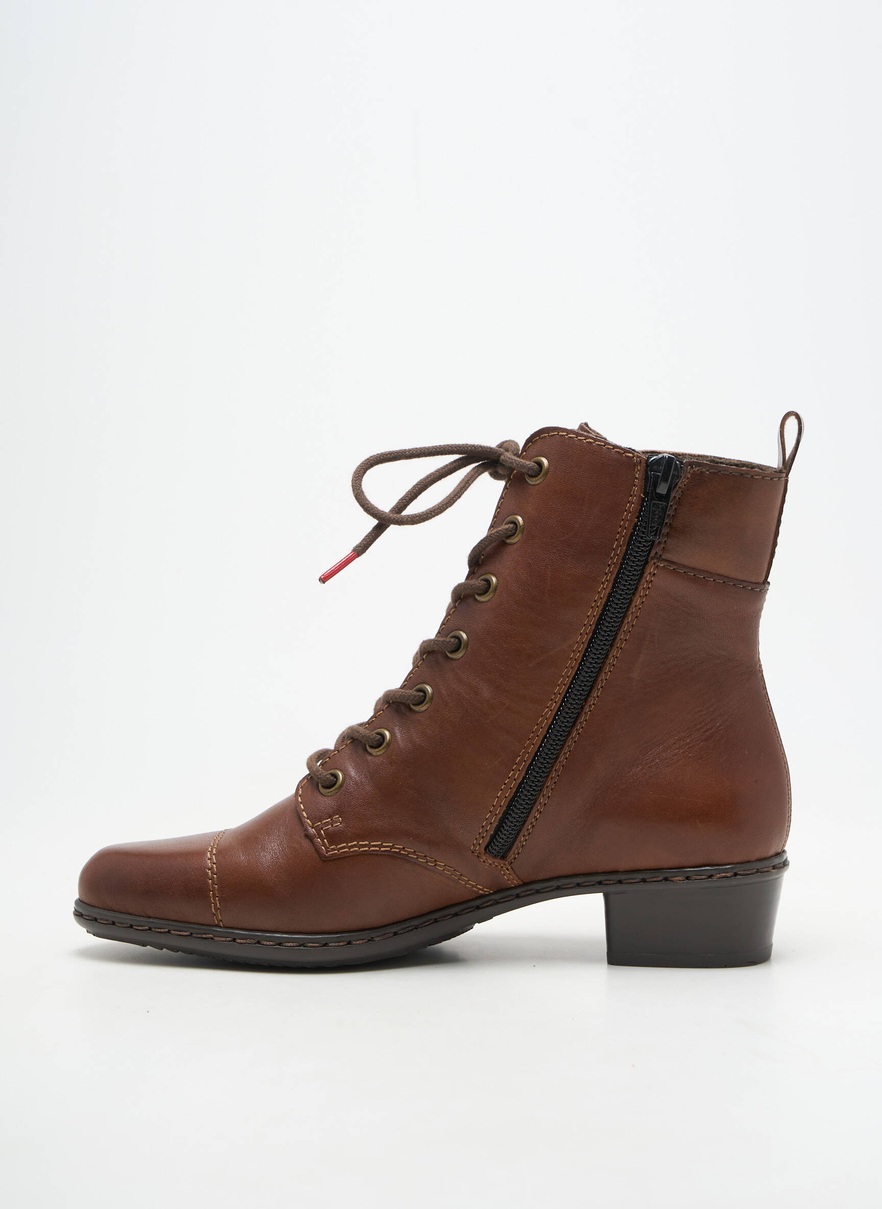 Botine/ghete material neted toc plat până la 3 cm maro RIEKER femeie