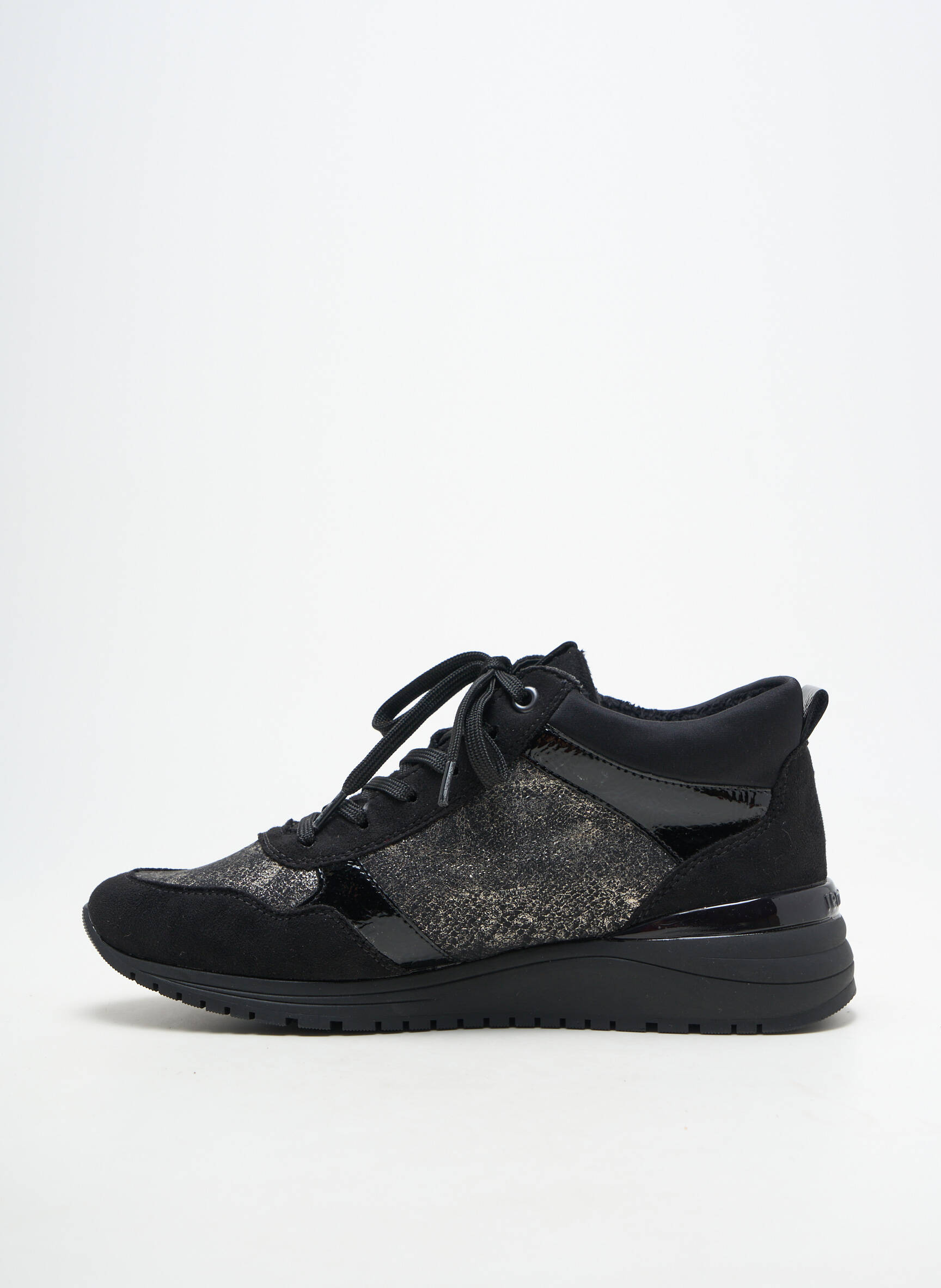 Adidași vârf rotund toc de 4 la 6 cm negru REMONTE femeie