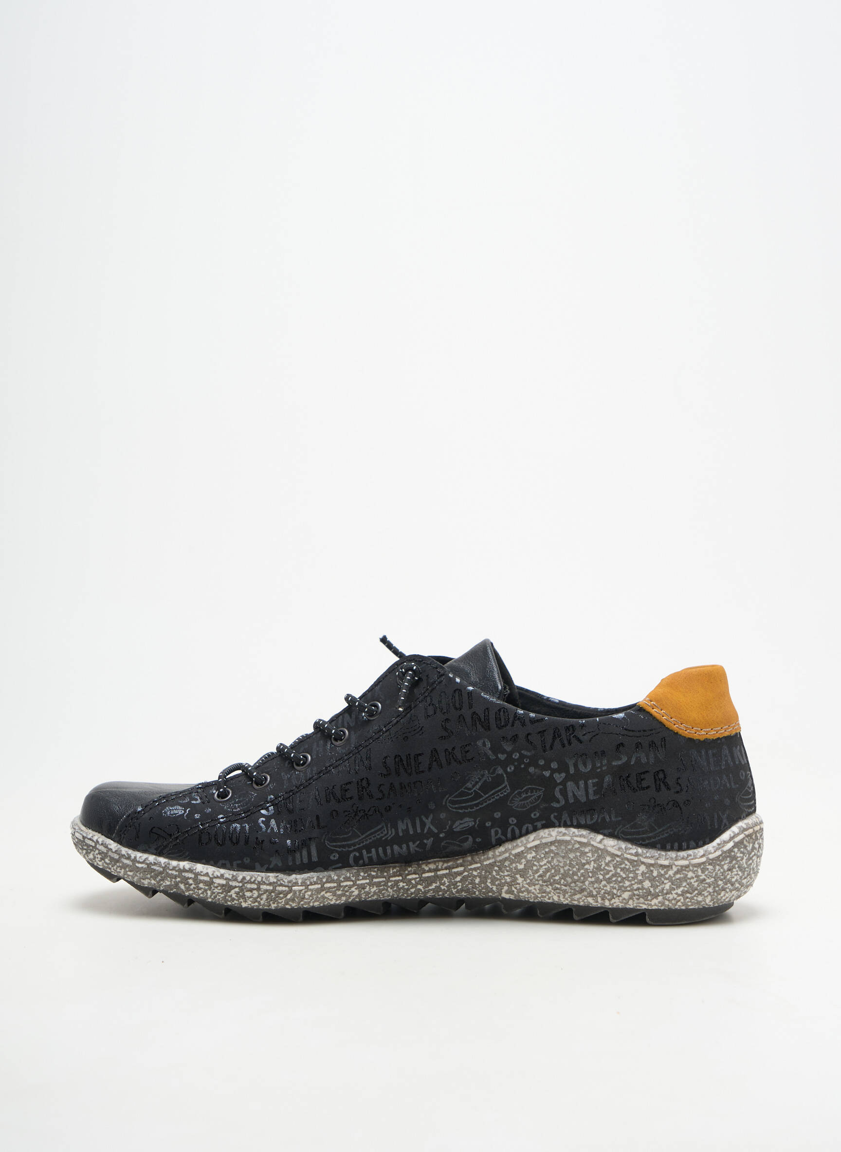 Adidași material neted toc plat până la 3 cm negru RIEKER femeie