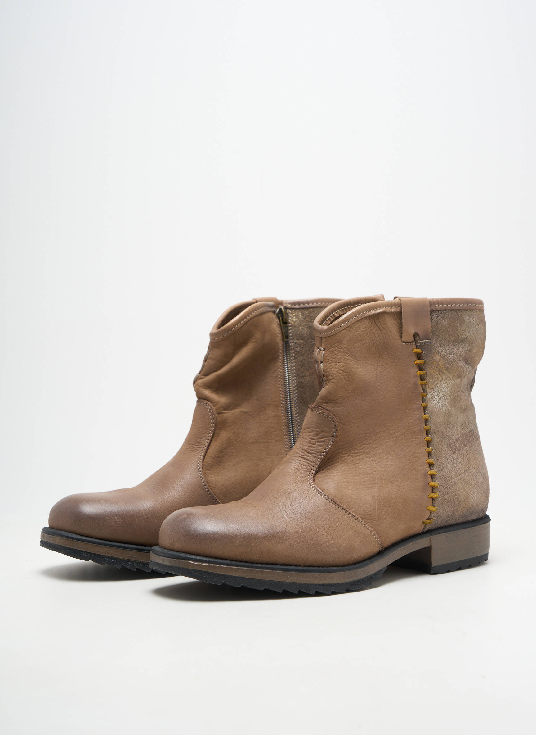 Botine/ghete material neted toc plat până la 3 cm maro BUNKER femeie