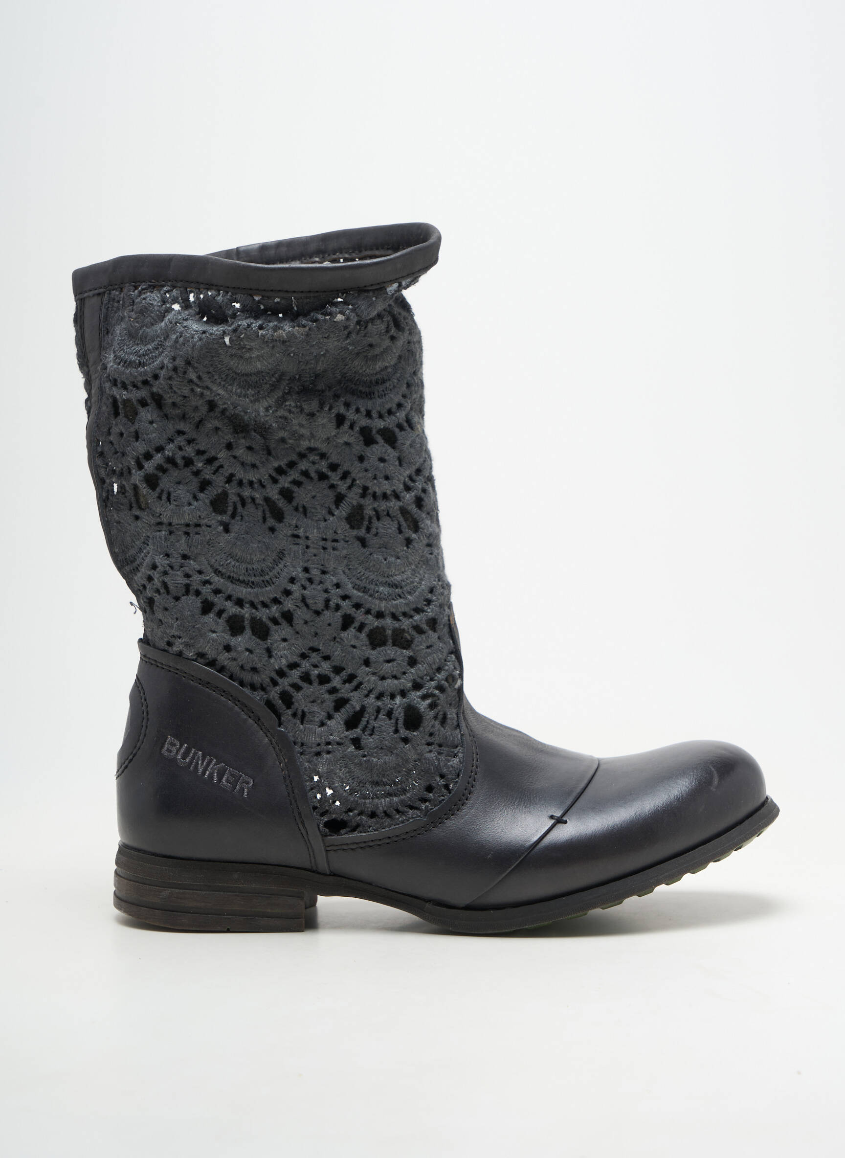 Botine/ghete material neted toc plat până la 3 cm gri BUNKER femeie