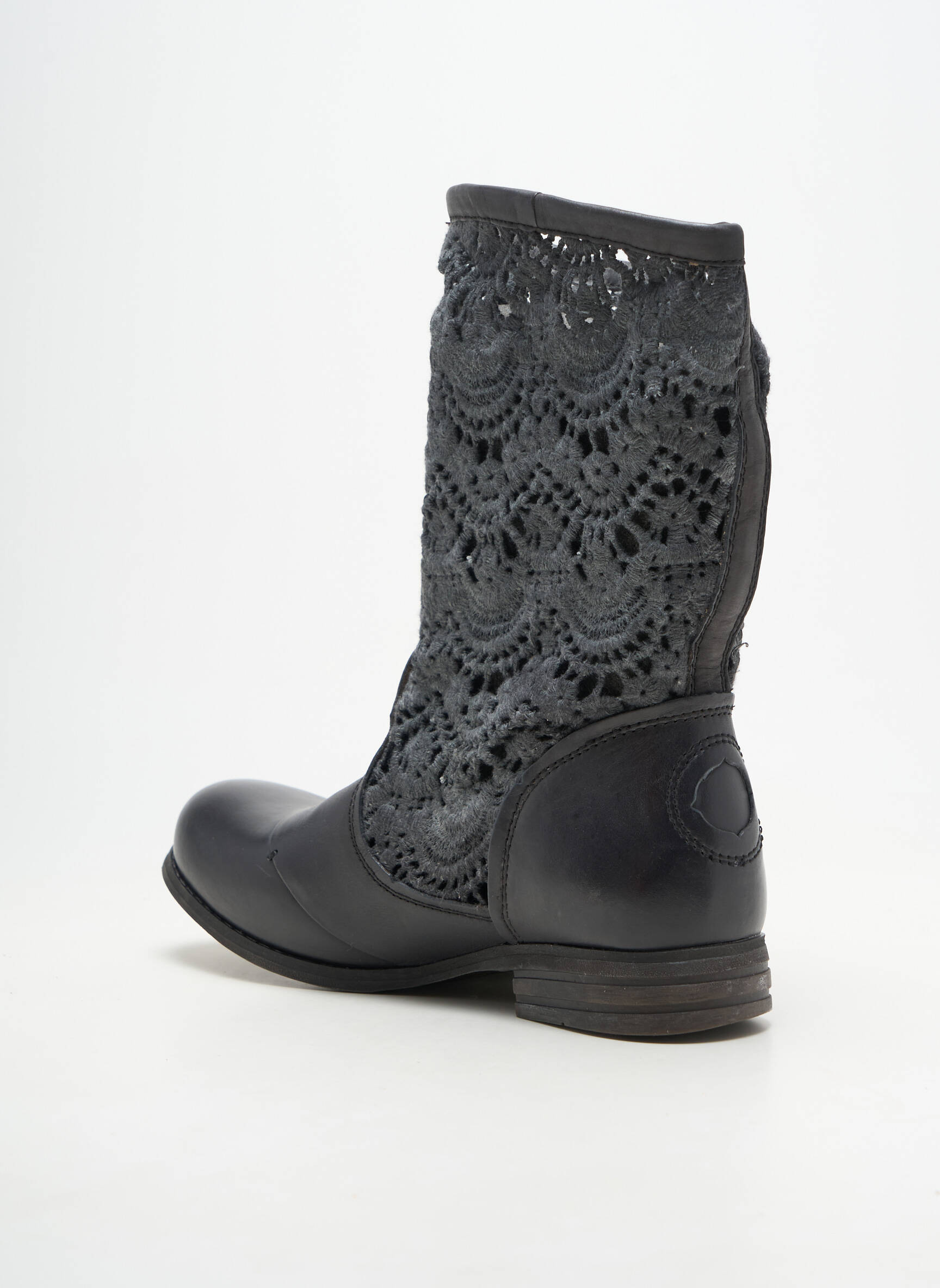Botine/ghete material neted toc plat până la 3 cm gri BUNKER femeie