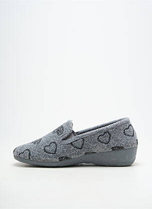 Papuci/pantofi de casă semi compensat toc de 4 la 6 cm gri LA MAISON DE L'ESPADRILLE femeie