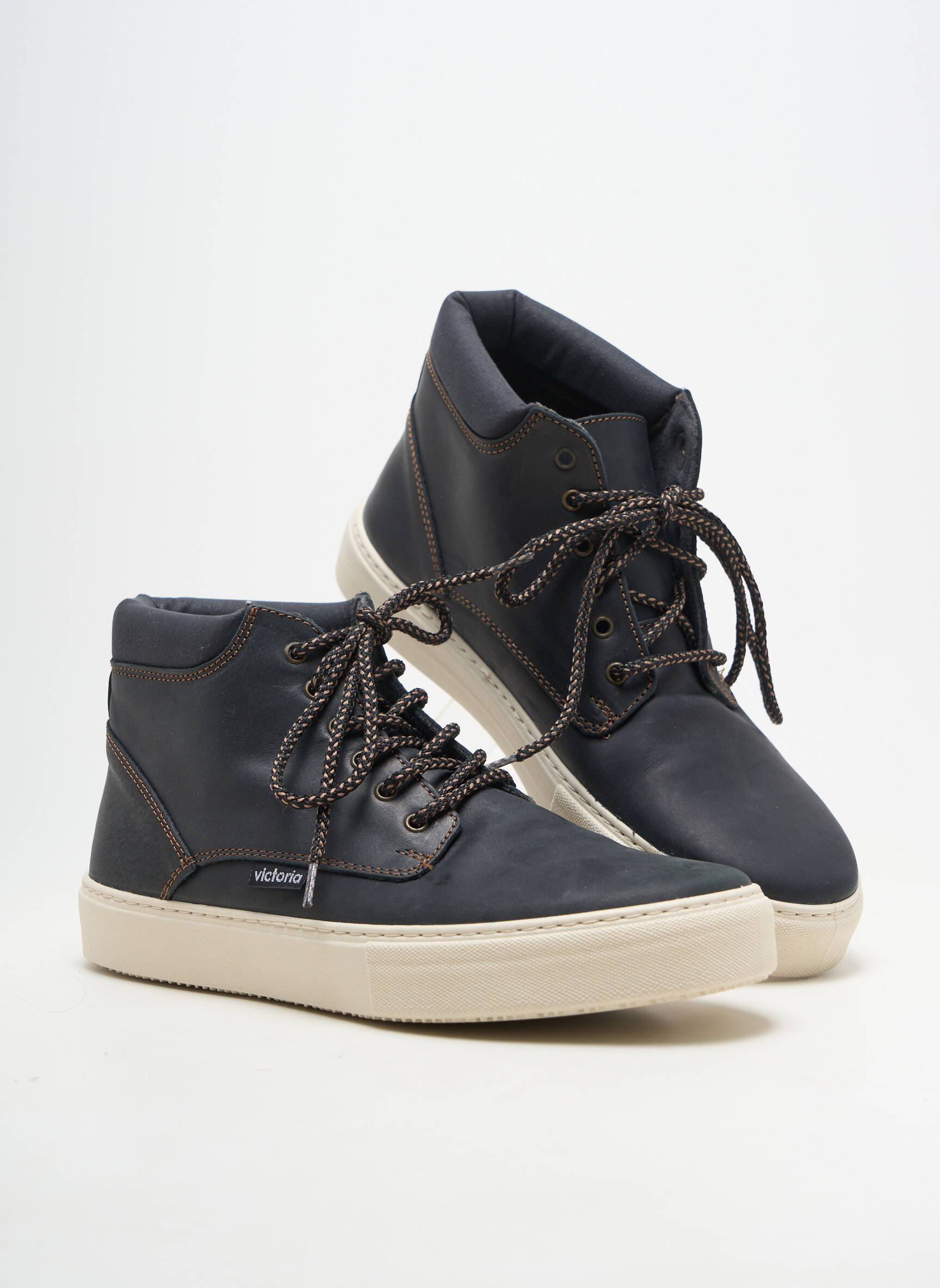 Adidași material neted vârf rotund negru VICTORIA bărbat