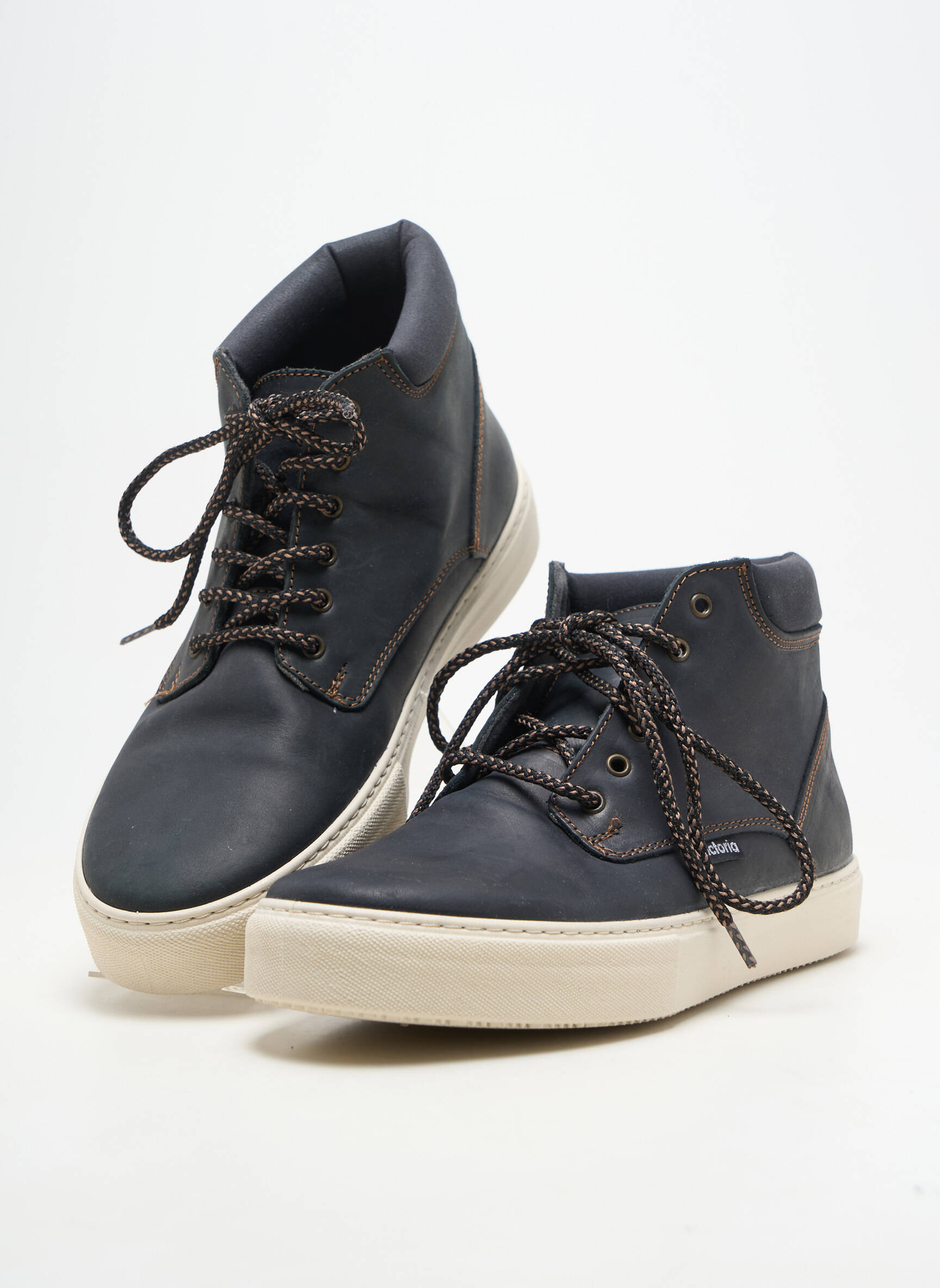 Adidași material neted vârf rotund negru VICTORIA bărbat